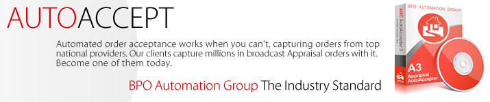 AutoAccept: Stay mobile. Capture appraisal orders. Click here for details.